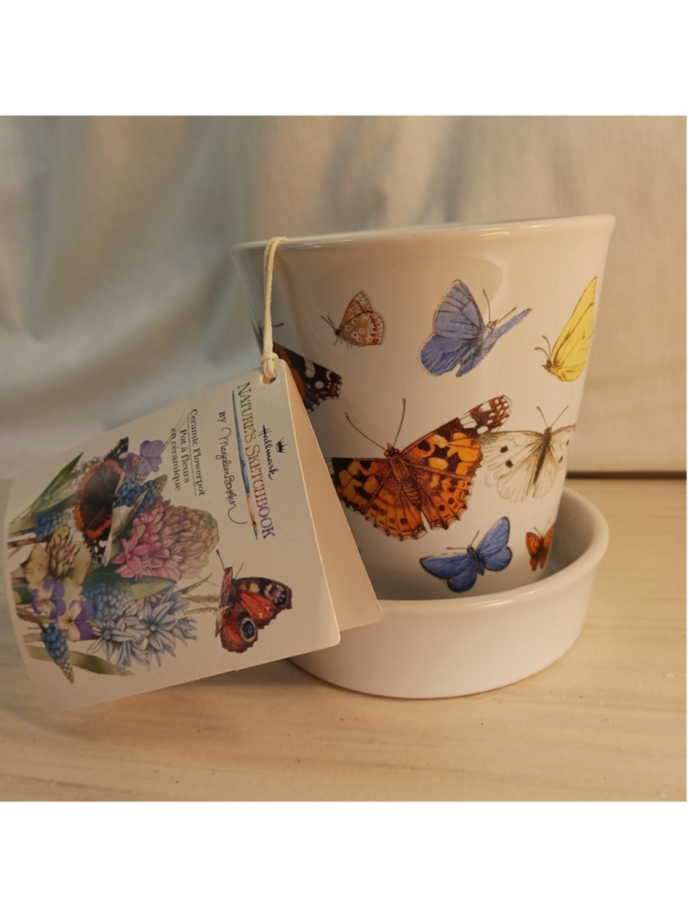 VTG Hallmark Nature Sketchbook Margarine Baskin 1998 Ceramic Flower Pot 4"